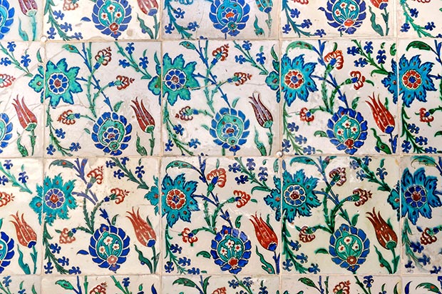 Eastern Floral Design Turkish Style Tulip and Daisy Pattern Oriental Style Print Lunarable Tulip Washer Cover Dust and Dirt Free Decorative Print White Blue 29 x 28 x 40 
